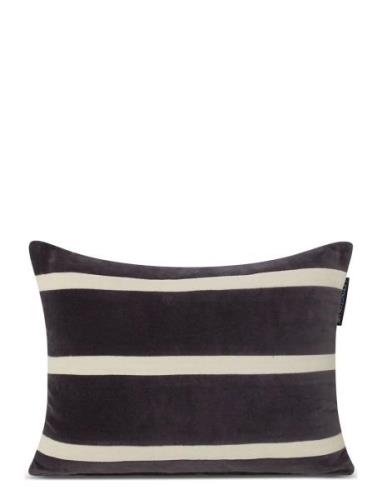 Striped Organic Cotton Velvet Pillow Lexington Home Grey
