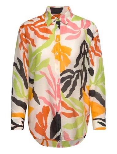 Rel Palm Print Cot Silk Shirt GANT Patterned