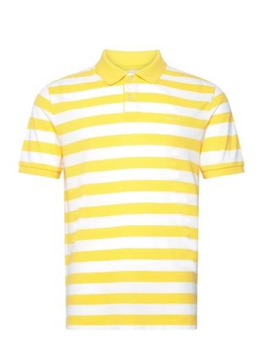 Stripe Ss Pique Polo GANT Yellow