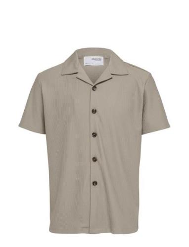 Slhloose-Plisse Resort Ss Shirt Ex Selected Homme Beige
