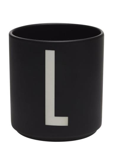 Black Porcelain Cups A-Z Design Letters Black