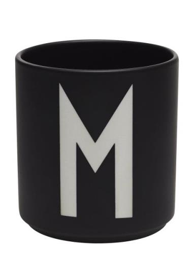 Black Porcelain Cups A-Z Design Letters Black