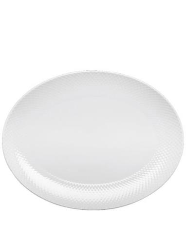 Rhombe Ovalt Serveringsfad 35X26.5 Hvid Lyngby Porcelæn White
