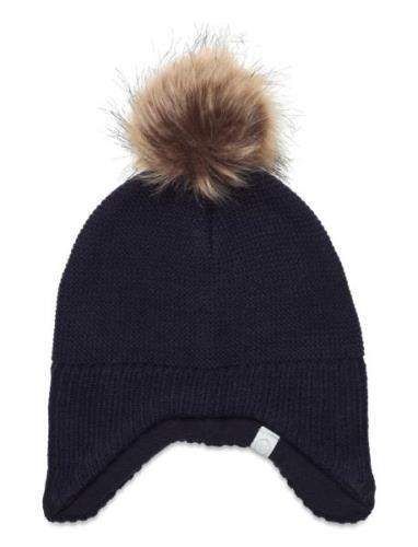 Baby Hat W. Detach Fake Fur Color Kids Navy