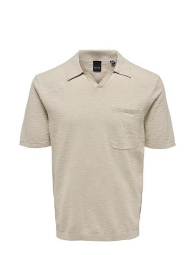 Onsace 12 Slub Ss Polo Knit ONLY & SONS Beige
