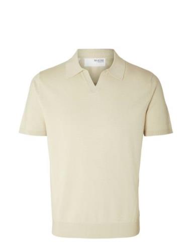 Slhteller Ss Knit Polo Selected Homme Beige