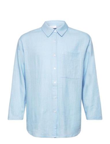Latti Ls Linen Shirt Grunt Blue