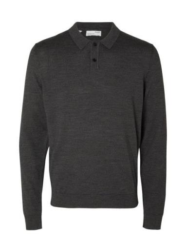 Slhtown Merino Coolmax Knit Polo Noos Selected Homme Grey