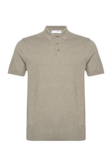 Slhberg Ss Knit Polo Noos Selected Homme Khaki