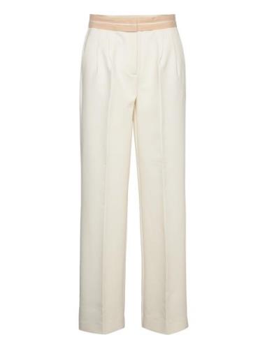 Pleated Trousers With Turn-Up Waist Mango Beige