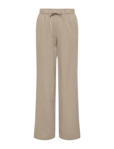 Onlcaro Mw Linen Bl Pull-Up Pant Cc Pnt ONLY Beige