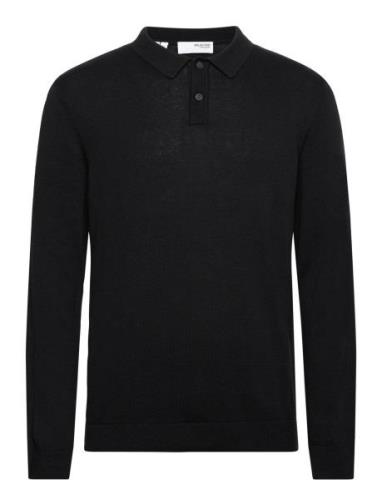Slhreg-Dan Knit Ls Polo Selected Homme Black
