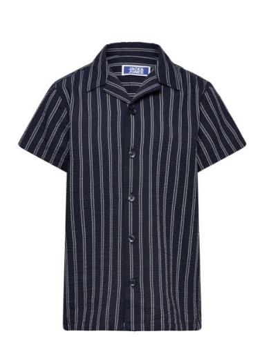 Jorpalma Seersucker Shirt Ss Jnr Jack & J S Navy