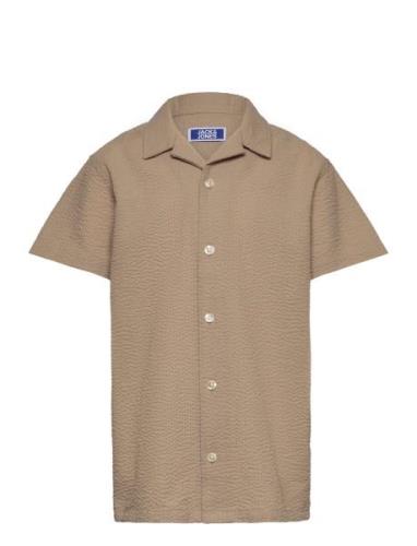 Jorpalma Seersucker Shirt Ss Jnr Jack & J S Beige