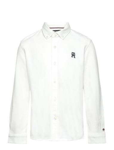 Monogram Stretch Pique Shirt L/S Tommy Hilfiger White