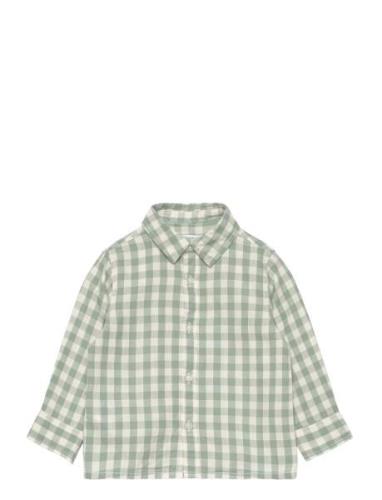 Gingham Check Cotton Shirt Mango Green