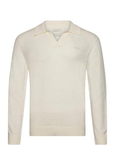 Cotton Linen Open Polo GANT Cream