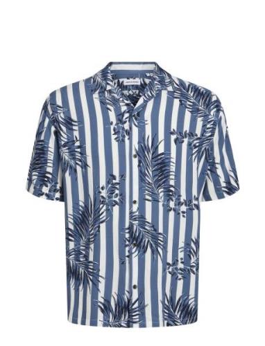 Jjjeff Resort Aop Shirt Ss Jnr Jack & J S Blue