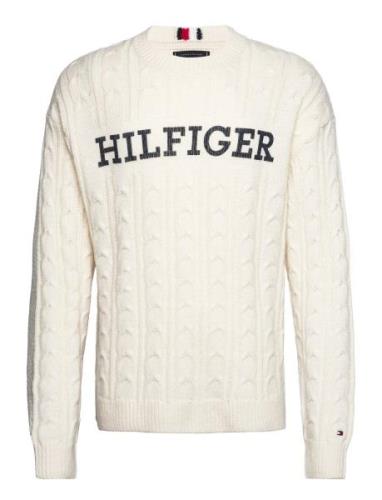 Cable Monotype Crew Neck Tommy Hilfiger White