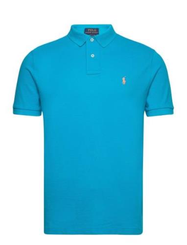 Custom Slim Fit Mesh Polo Shirt Polo Ralph Lauren Blue