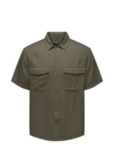Onskari Ss Shirt Visc Lin 0075 Cs ONLY & SONS Green