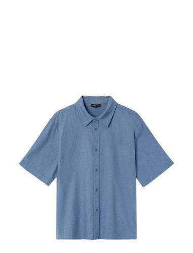 Nlnhill Ss Linen Shirt LMTD Blue