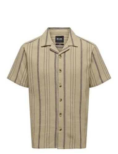 Onstrev Life Reg Ss Struc Stripe Shirt ONLY & SONS Khaki
