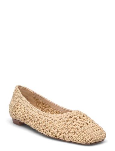 Square-Toe Braided Ballerinas Mango Beige