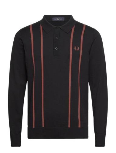 Vertic Stripe Knit Shirt Fred Perry Black