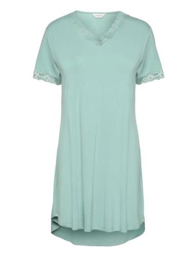 Bamboo Short Sleeve Nightdress With Lady Avenue Green