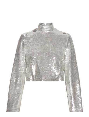 Aella Wide Sleeve Sequin Top Malina Silver
