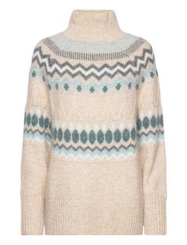 Rachel Jacquard Knitted Wool Blend Sweater Malina Cream