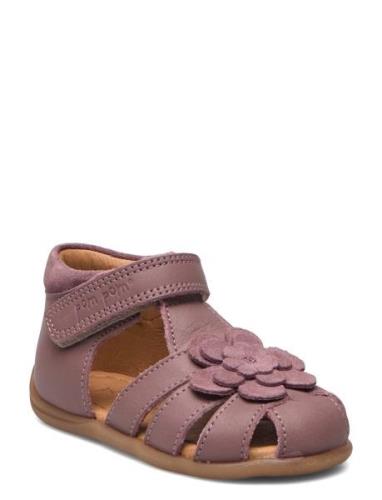 Starters™ Flower Velcro Sandal Pom Pom Purple