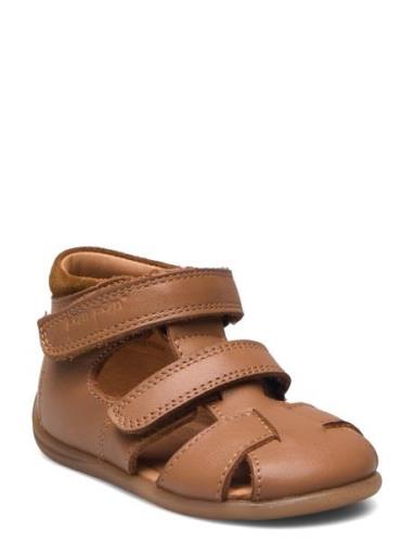 Starters™ Two Velcro Sandal Pom Pom Brown