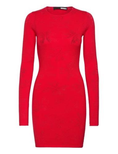 Pointelle Knit Mini Dress ROTATE Birger Christensen Red