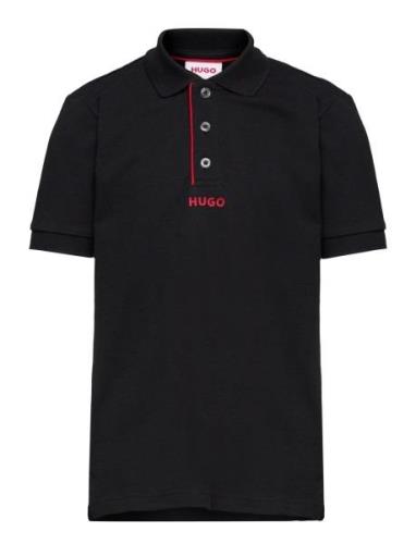 Short Sleeve Polo Hugo Kids Black