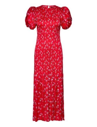 Printed Puff Sleeve Dress ROTATE Birger Christensen Red