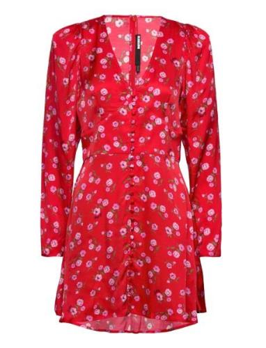 Printed V-Neck Mini Dress ROTATE Birger Christensen Red