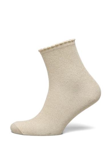 Pcsebby Glitter Long 1P Socks Noos Bc Pieces Beige