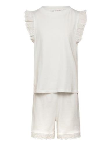 Ruffled Cotton Pyjamas Mango White