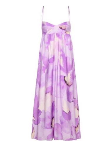 Lenora Printed Midi Dress Bardot Purple