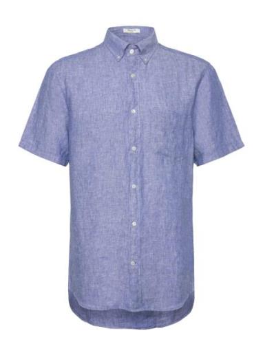 Reg Linen Ss Shirt GANT Blue