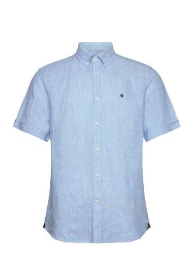 Douglas Linen Ss Shirt-Classic Fit Morris Blue