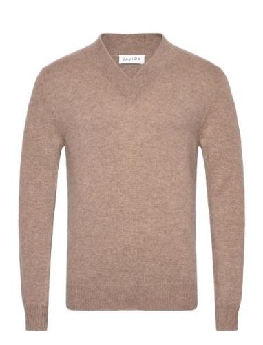 Man Chunky V-Neck Sweater Davida Cashmere Beige