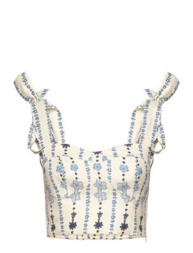 Evelyn Tie Strap Bustier Top Malina Blue