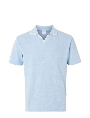 Slhadley Waffle Ss Polo Selected Homme Blue