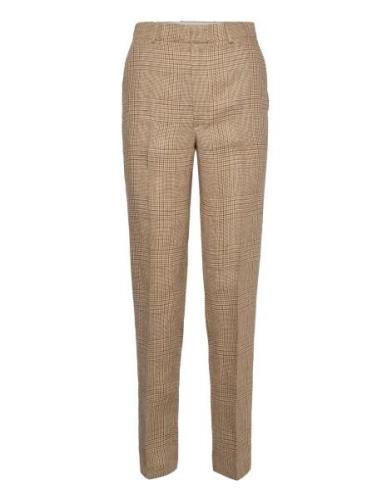 Glen Plaid Linen Tweed Trouser Polo Ralph Lauren Beige