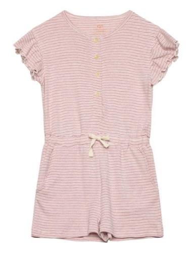 Striped Jumpsuit With Ruffles Copenhagen Colors Pink