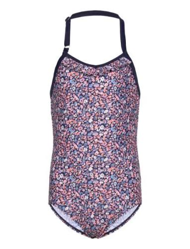 Swimsuit W. Halterneck, Aop Color Kids Pink