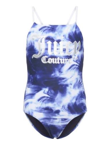 Marble Print Swimsuit Juicy Couture Navy